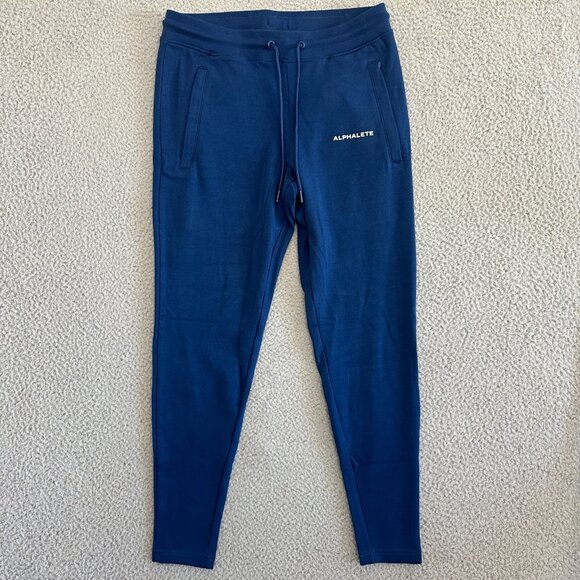 Alphalete Essential Core Joggers High Waist Blue Stretch Tapered Zip Pockets - Picture 11 of 13